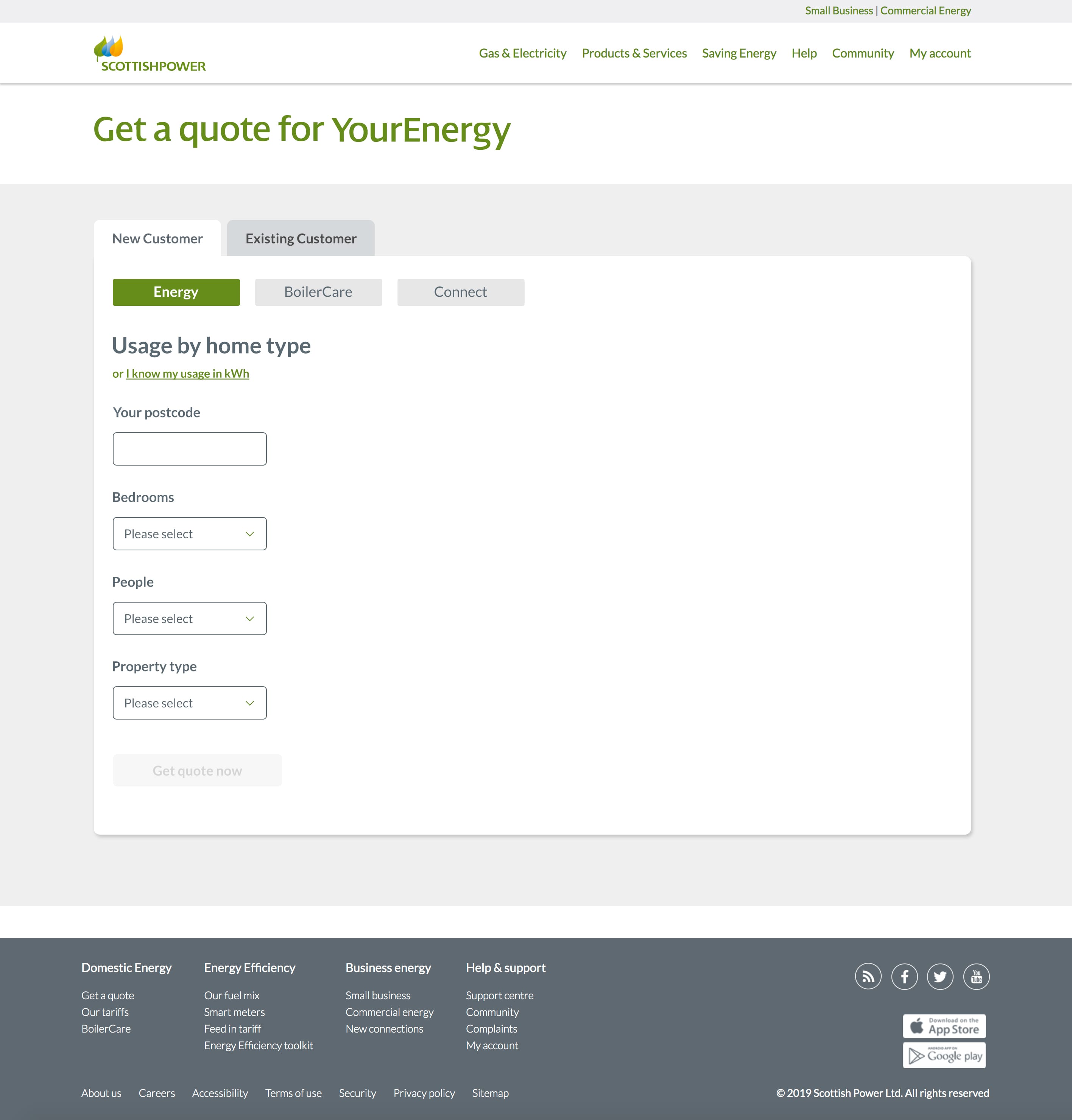 YourEnergy quote desktop screenshot